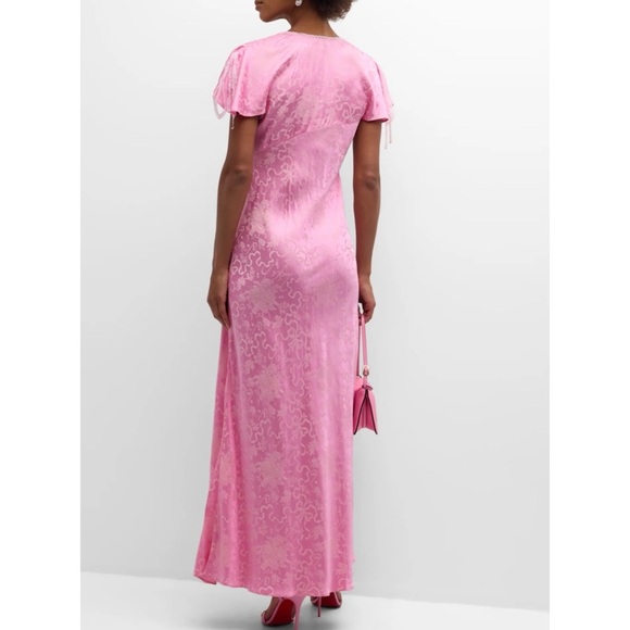 LOVESHACKFANCY Jacquard Printed Elegant Pink Maxi Dress NEW - Picture 7 of 11